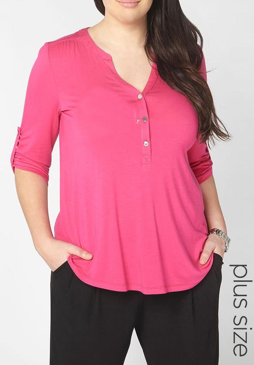 EVANS - 3/4 Sleeve Top Mid Pink