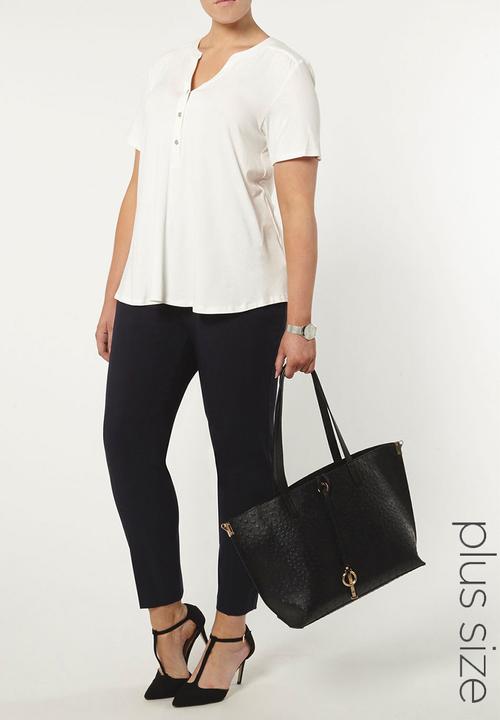 EVANS - Short Sleeve Jersey Shirt Cream