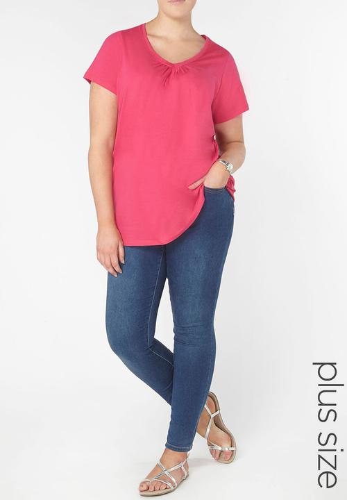 EVANS - Essential V-neck T-shirt Mid Pink