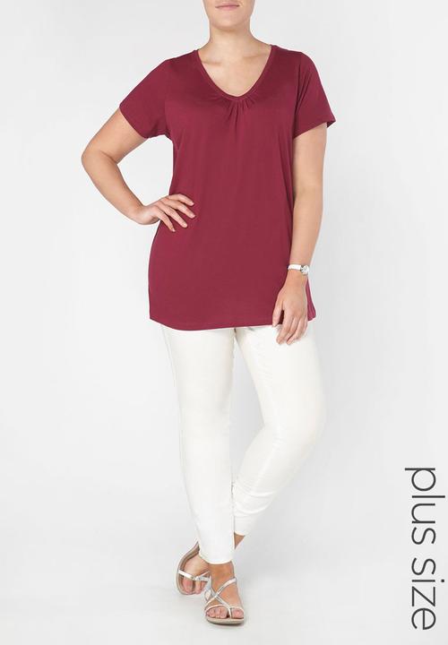 EVANS - Essential V-neck T-shirt Dark Pink