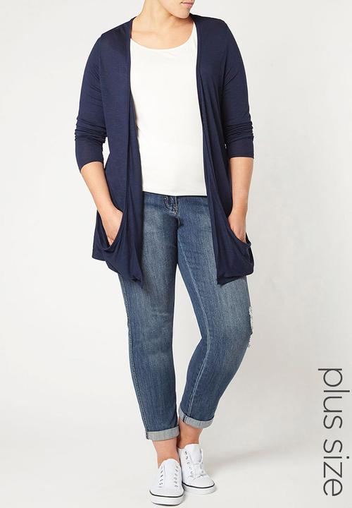 EVANS - Drape Pocket Cardigan Navy