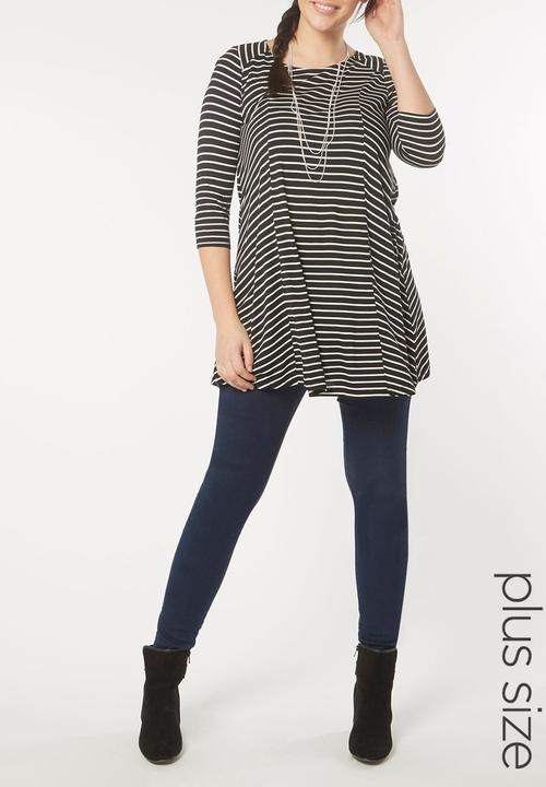 EVANS - Striped Swing Tunic Black and White