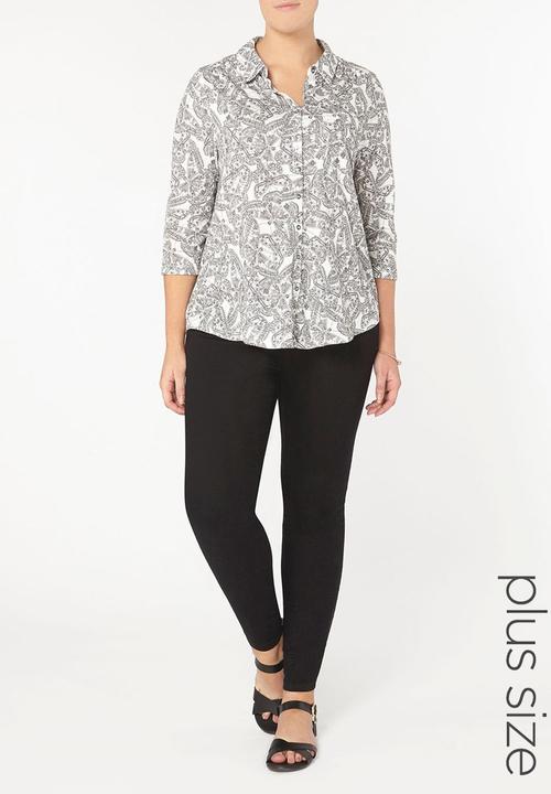 EVANS - Butterfly Print Shirt Black and White