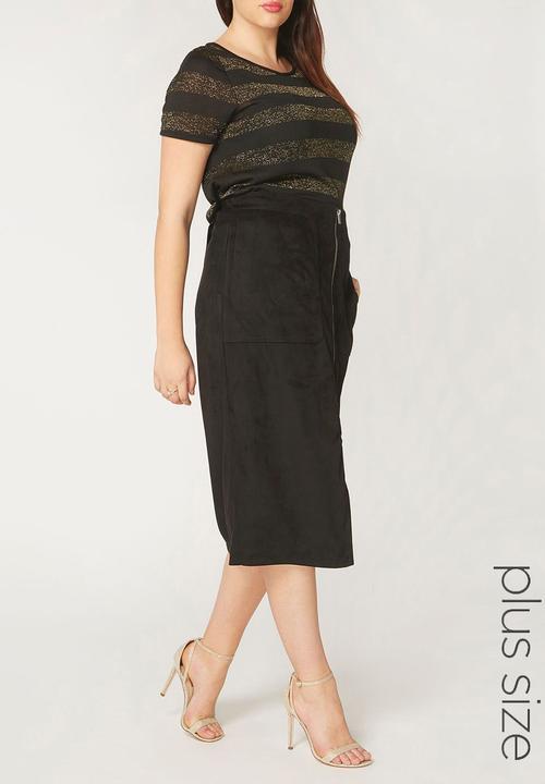 EVANS - Striped Short Sleeve Top Gold