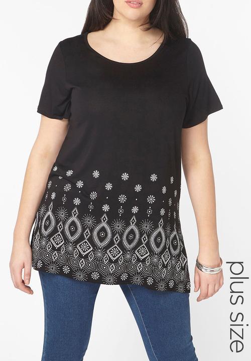 EVANS - Border Print Tee Black