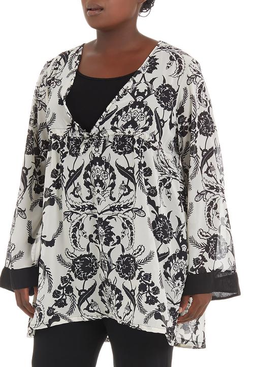 edit - Floral tunic Black/White