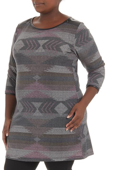 edge - Tunic with pleather trim Multi-colour