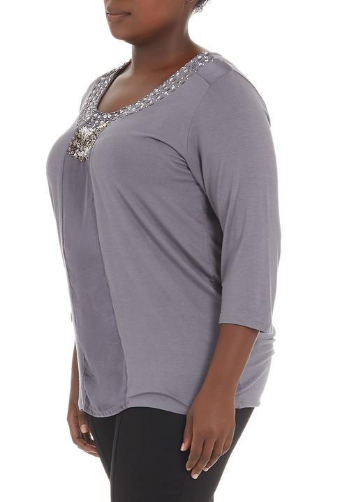 Megalo - Beaded top with front panel Grey