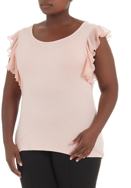 edit - Flutter-sleeved T-shirt Pale Pink