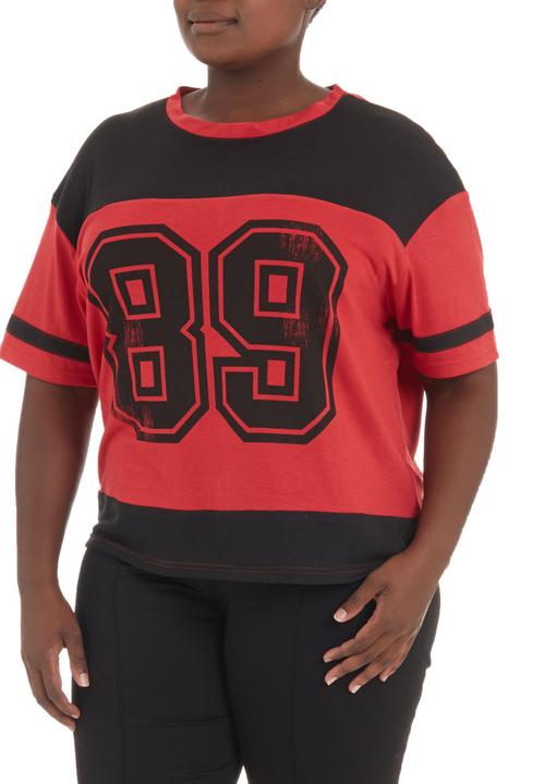 edge - Printed football T-shirt Red