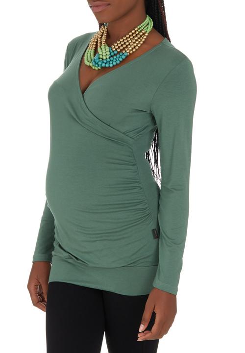 Cherry Melon - Long Sleeve Front Wrap Top Green