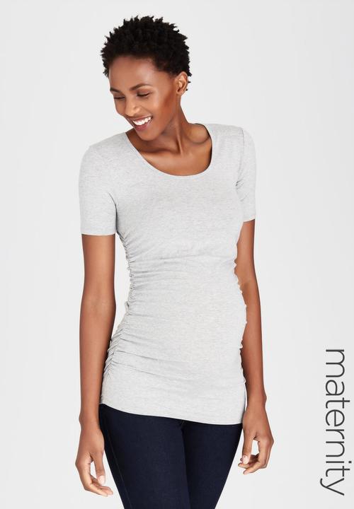 Cherry Melon - Side Gauge Short Sleeve T-shirt Grey