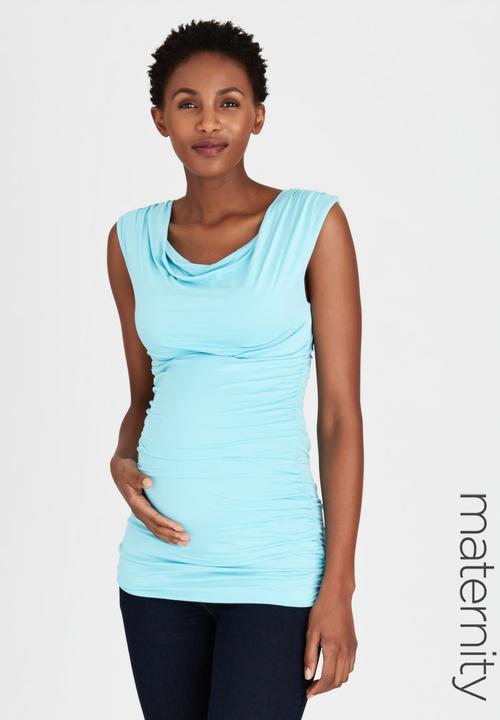 Me-a-mama - Glamour Cowl Neck Top Blue