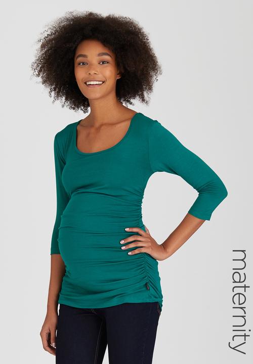 Cherry Melon - 3/4 Sleeve Side Gauge Top Green