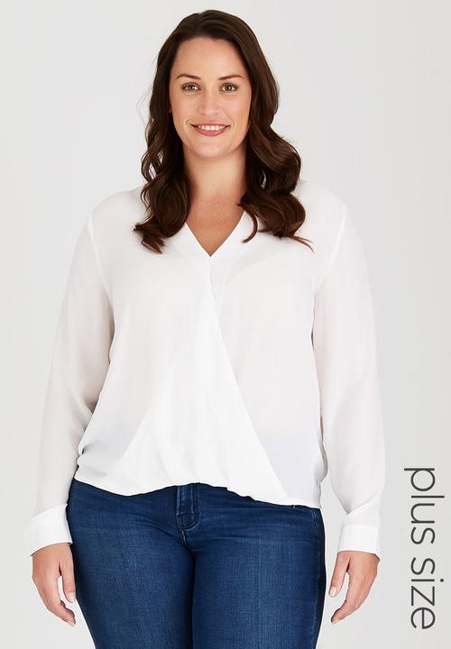 Brave Soul - Long Sleeve Wrap-Over Shirt Milk