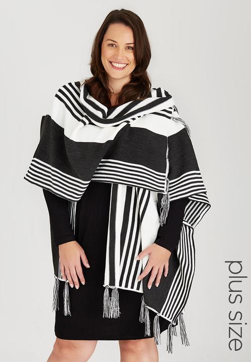 edit Plus - Fringed Poncho Multi-colour