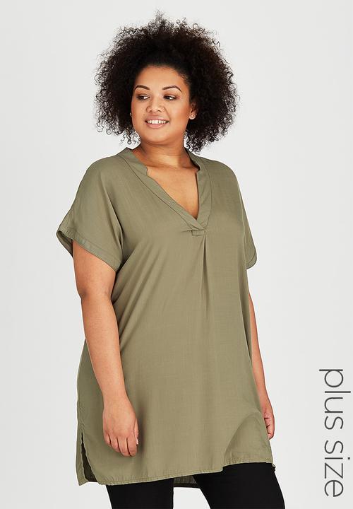 ME - Aida V-Neck Tunic Khaki Green