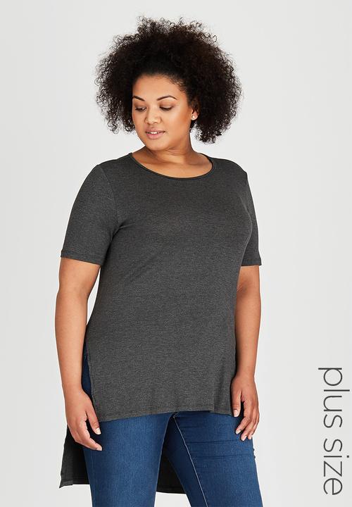 edit Plus - Hi Lo Hem T-Shirt Grey