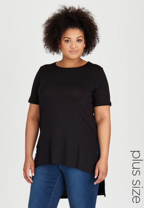 edit Plus - Hi Lo Hem T-Shirt Black