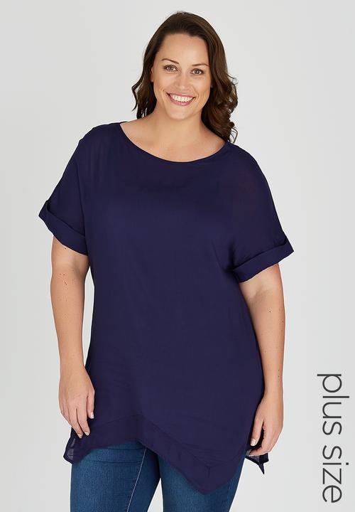 edit Plus - Wide Hem T shirt Navy