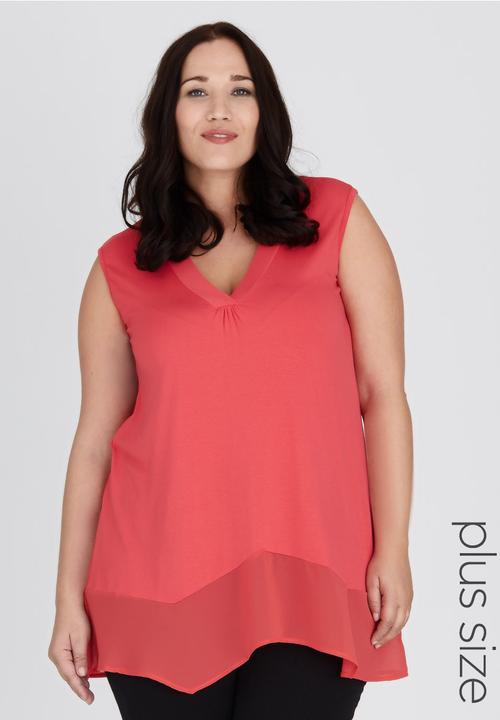 edit Plus - Hanky Hem Tank Coral