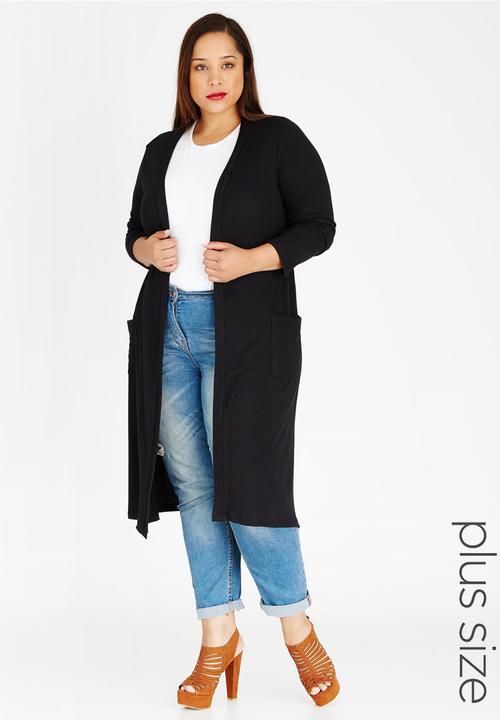 edit Plus - Longer Length Knit Cardigan Black