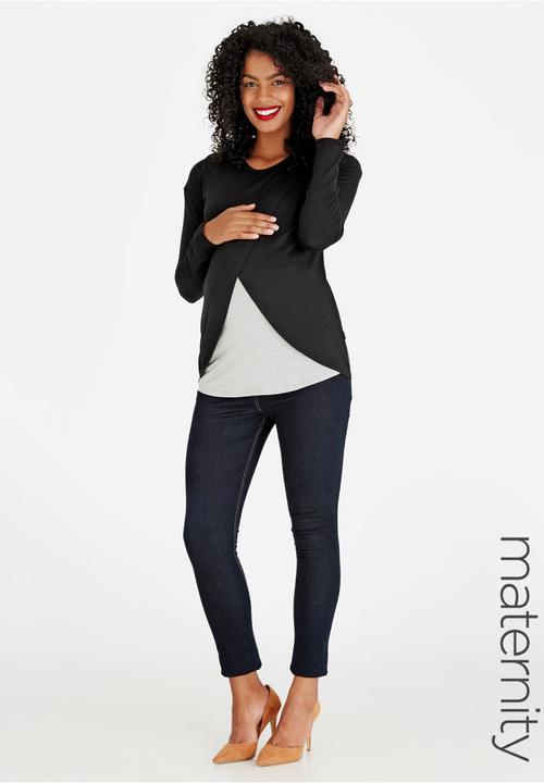 Cherry Melon - Long Sleeve Feeding Top Black