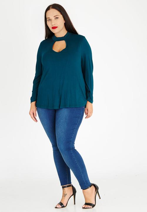 STYLE REPUBLIC PLUS - Choker Neckline T-Shirt Dark Green