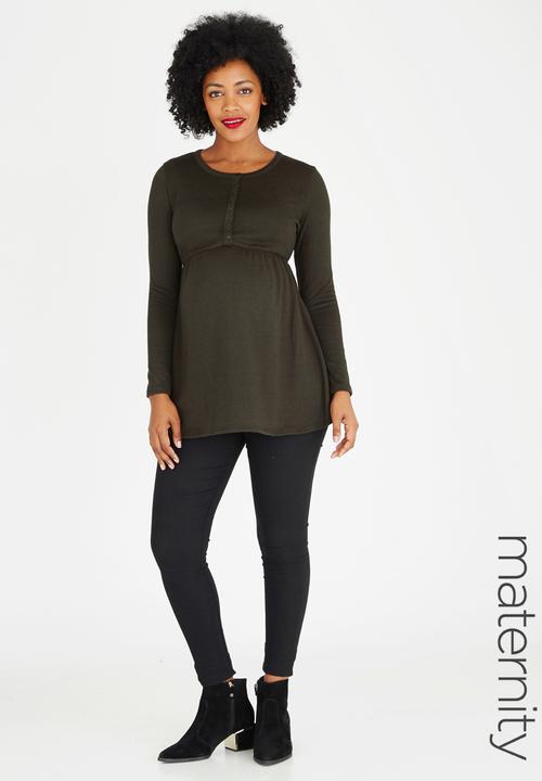 Cherry Melon - Long Sleeve Skater Top Khaki Green