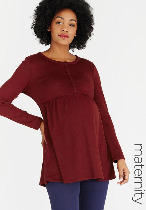 Cherry Melon - Long Sleeve Skater Top Dark Red