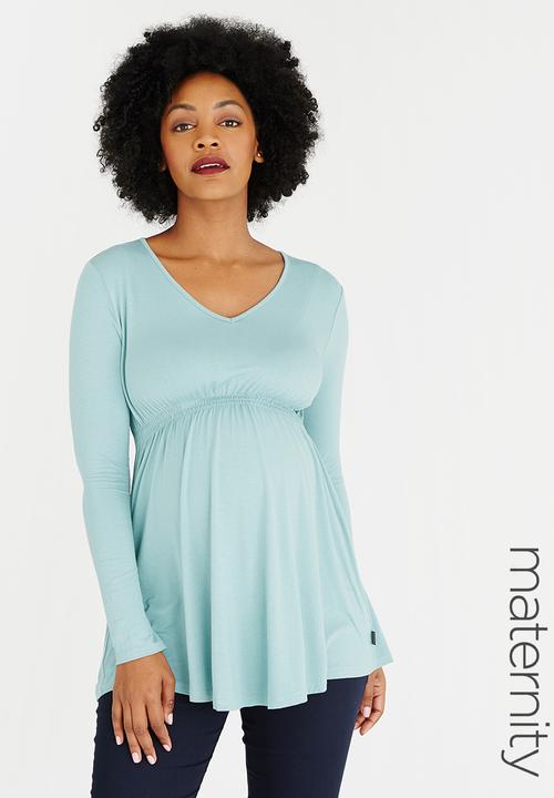 Cherry Melon - Smock Detail Long Sleeve Top Blue