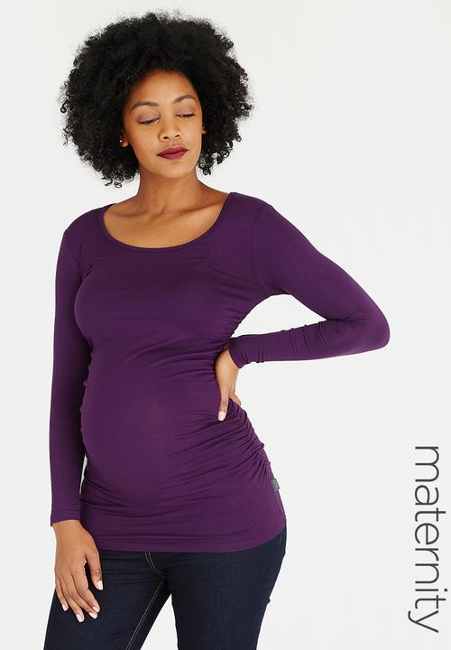 Cherry Melon - Side Gauge Long Sleeve Top Dark Purple