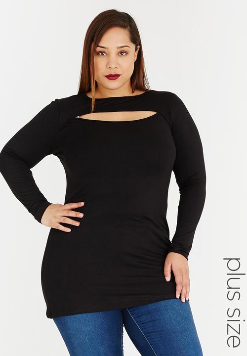 edit Plus - Envelope Neck Tunic Black