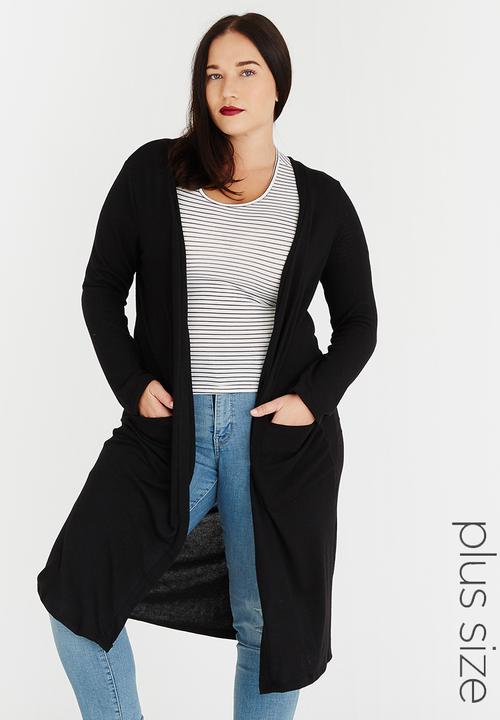 edit Plus - Longer Length Knit Cardigan Black
