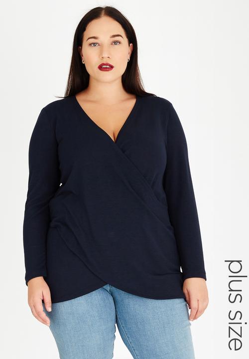 STYLE REPUBLIC PLUS - Wrap Top Navy