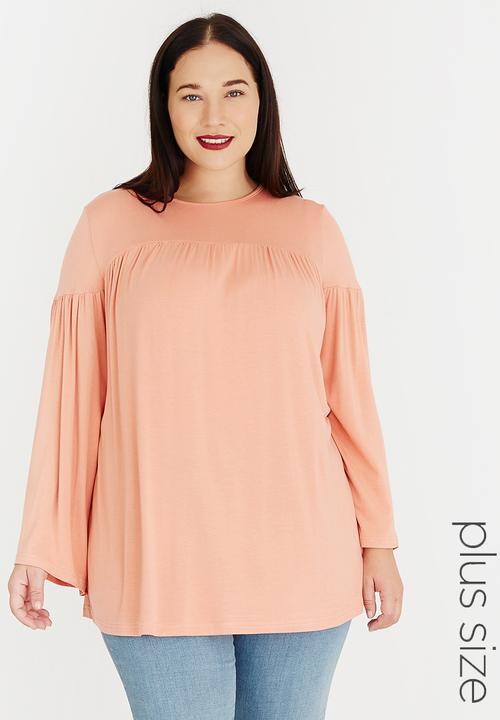 edit Plus - Volume Sleeve Top Coral