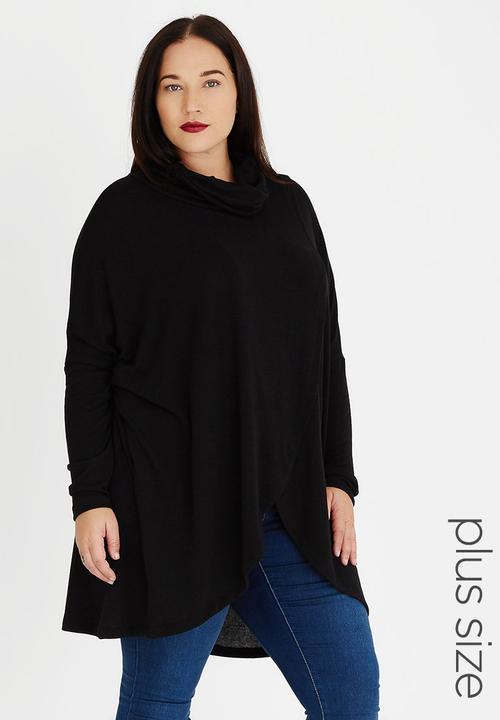 STYLE REPUBLIC PLUS - Wrap Front Pull Over Black