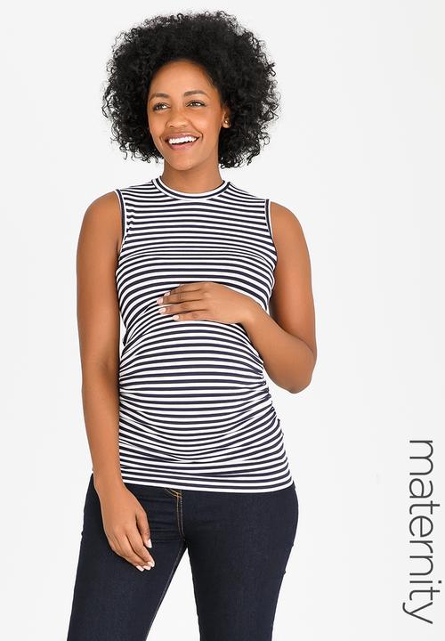 edit Maternity - High-Neck Top Navy & White