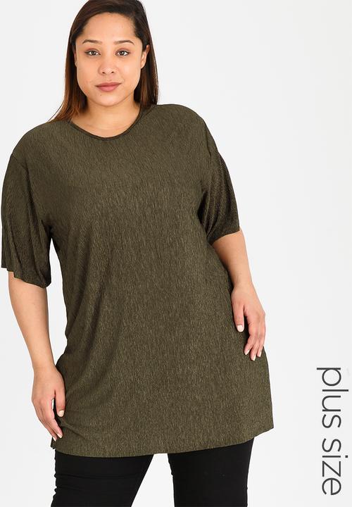 c(inch) Plus - Plisse Tunic Dark Green