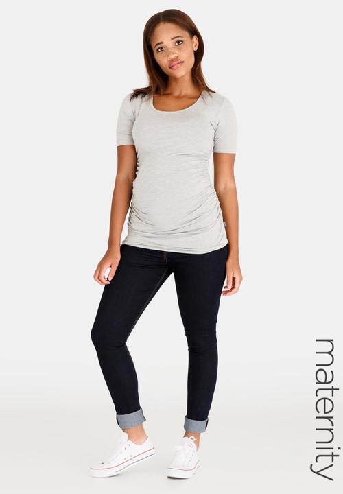Cherry Melon - Basic Short Sleeve Round Neck Tee Grey Melange
