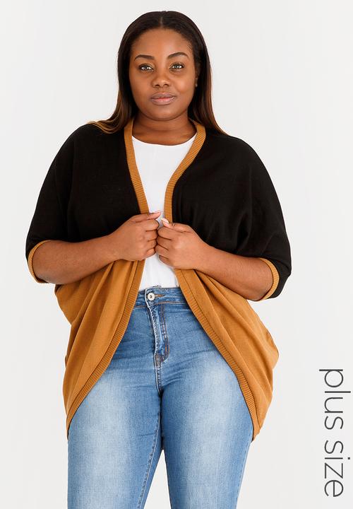 edit Plus - Colourblock Cardi Camel
