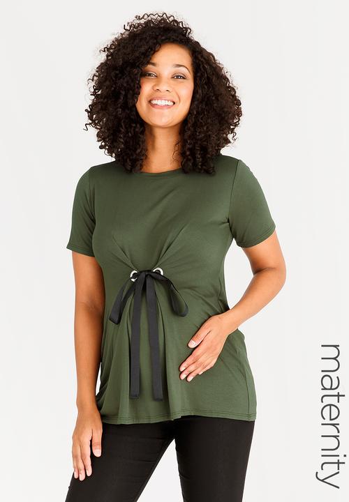 edit Maternity - Eyelet Detail Top Khaki Green