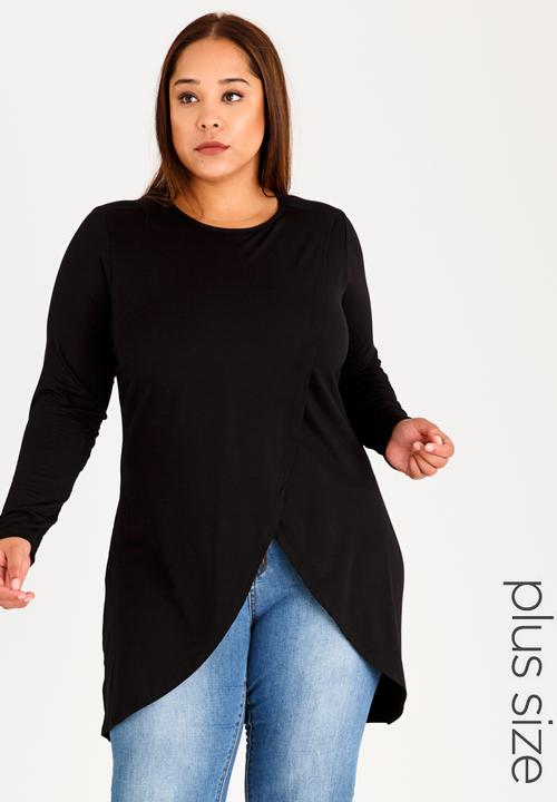 edit Plus - Mock Wrap Top Black