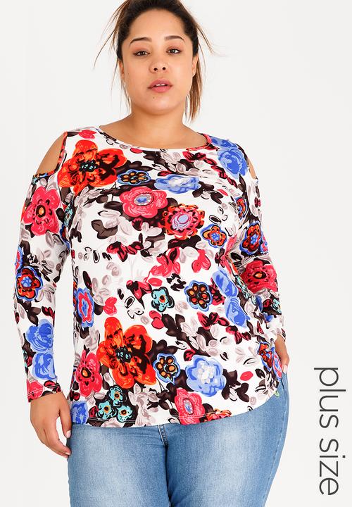 edit Plus - Cold Shoulder Tshirt Multi-colour