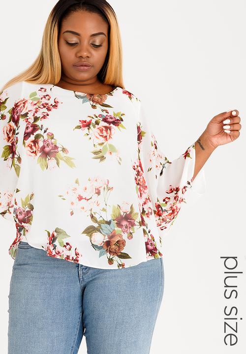 edit Plus - Floral Overlay Blouse Multi-colour