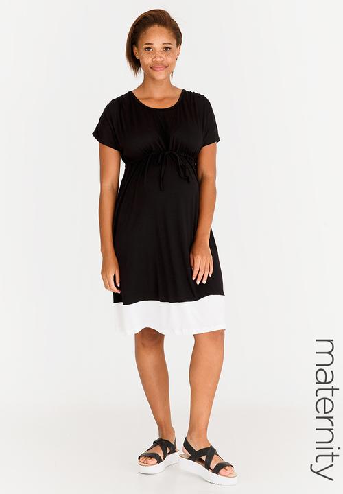 Contrast Hem Midi Dress Black Edit Maternity Dresses Jumpsuits