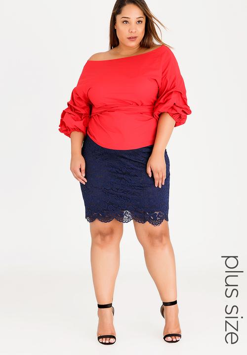edit Plus - Lace Skirt Navy
