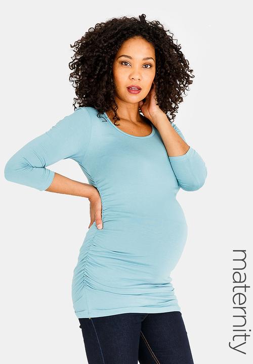 Cherry Melon - 3/4 Sleeve Side Detail Tee Pale Blue