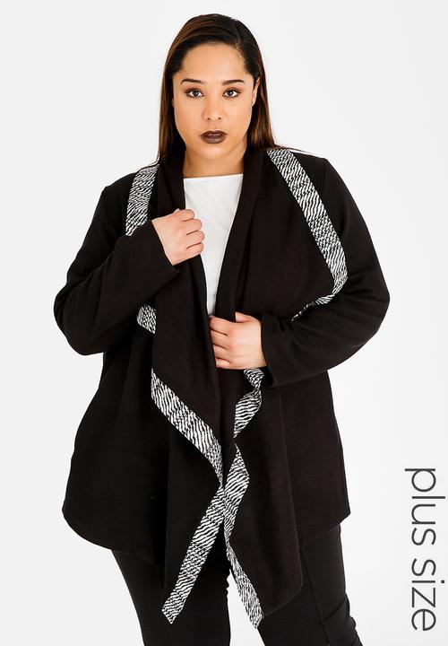 black waterfall jacket plus size