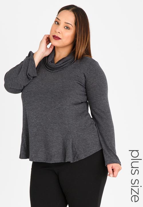 edit Plus - Cowl Neck Jersey Grey